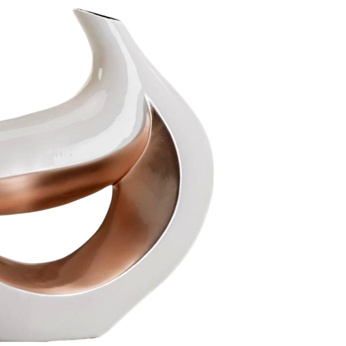 Vaso Ceramica Goccia Ricciolo Bianco/Oro cm.32x40 |Ambienti Glamour