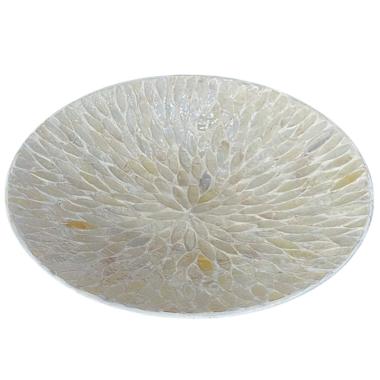 Centrotavola Ceramica Madreperla Petali Bianco cm.ÃƒÂ˜36 | Ambienti Glamour