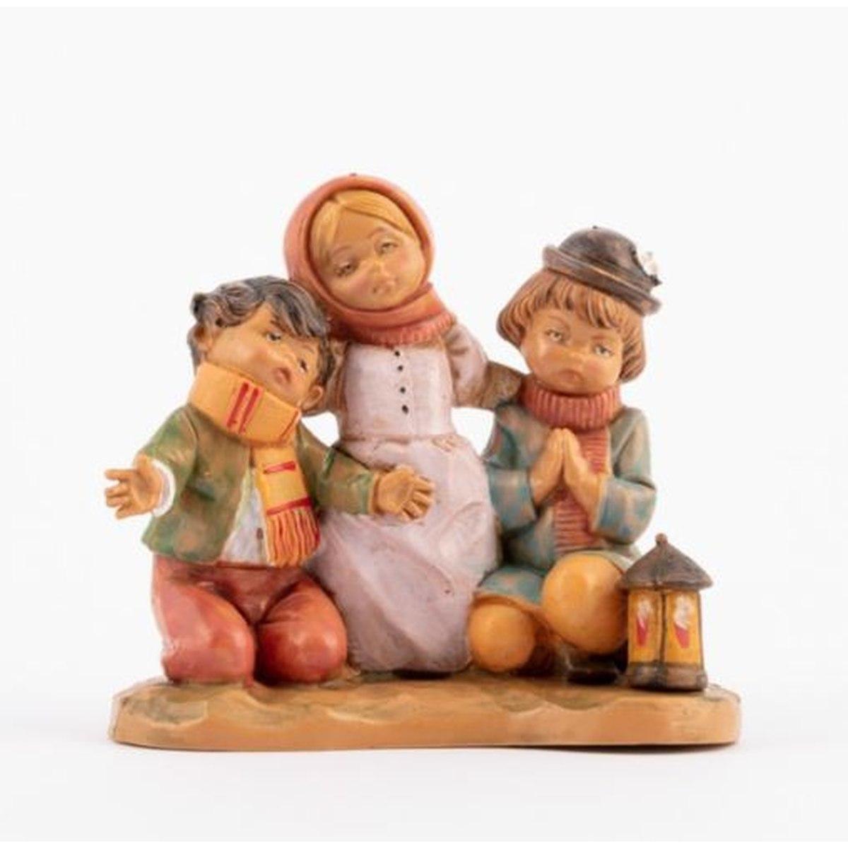Statua cm.12 Bambini Inginocchiati con Lanterna | Fontanini