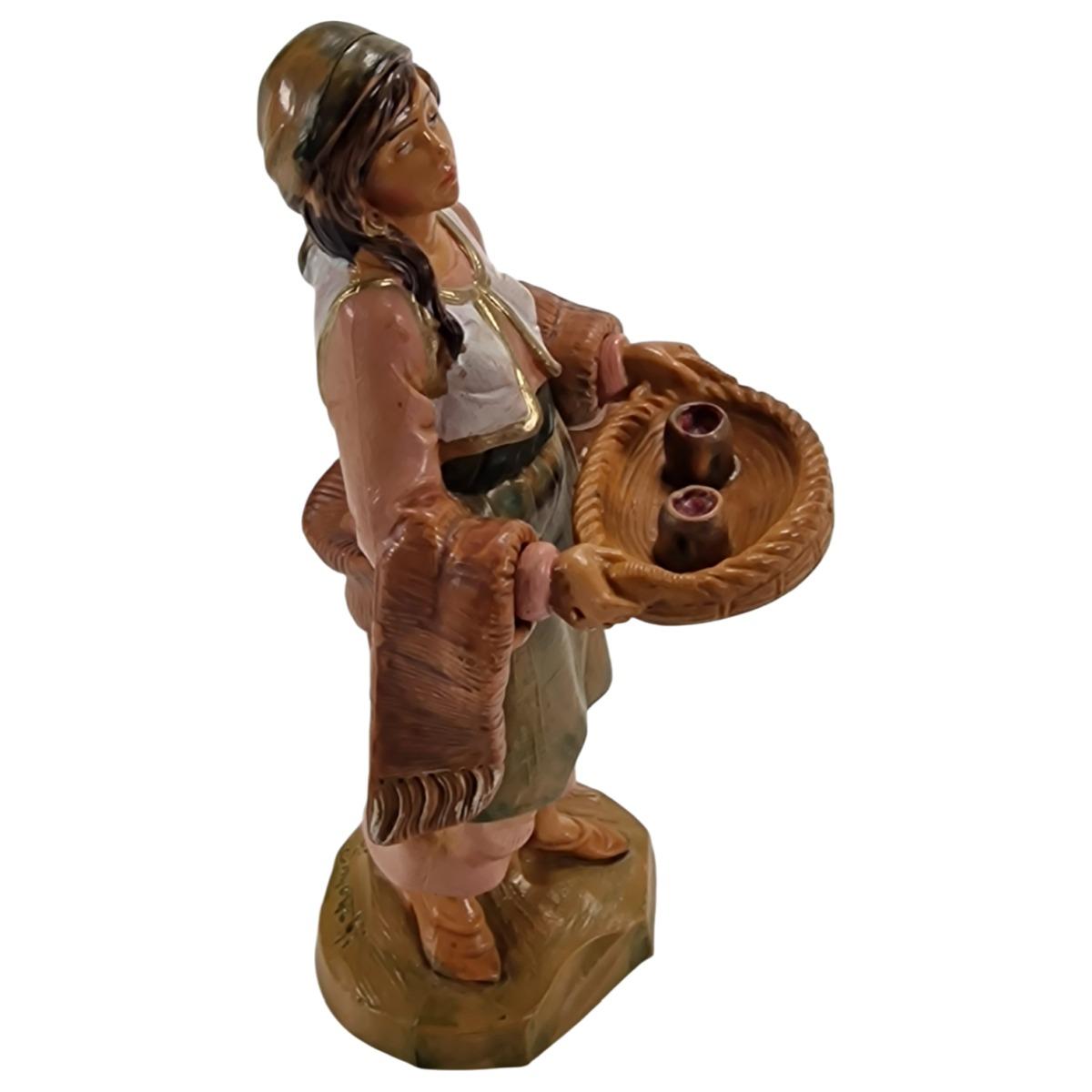 Statua cm.12 Pastorella con Vassoio e Bicchieri | Fontanini