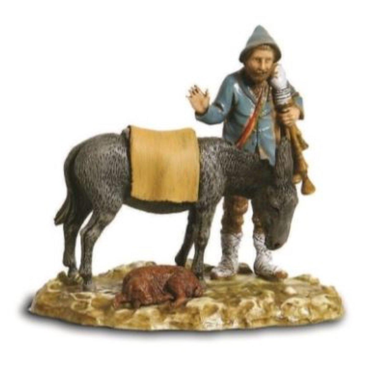 Statua cm.10 Zampognaro con Asino e Cane | Moranduzzo