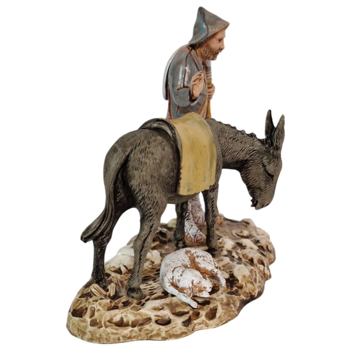 Statua cm.10 Zampognaro con Asino e Cane | Moranduzzo