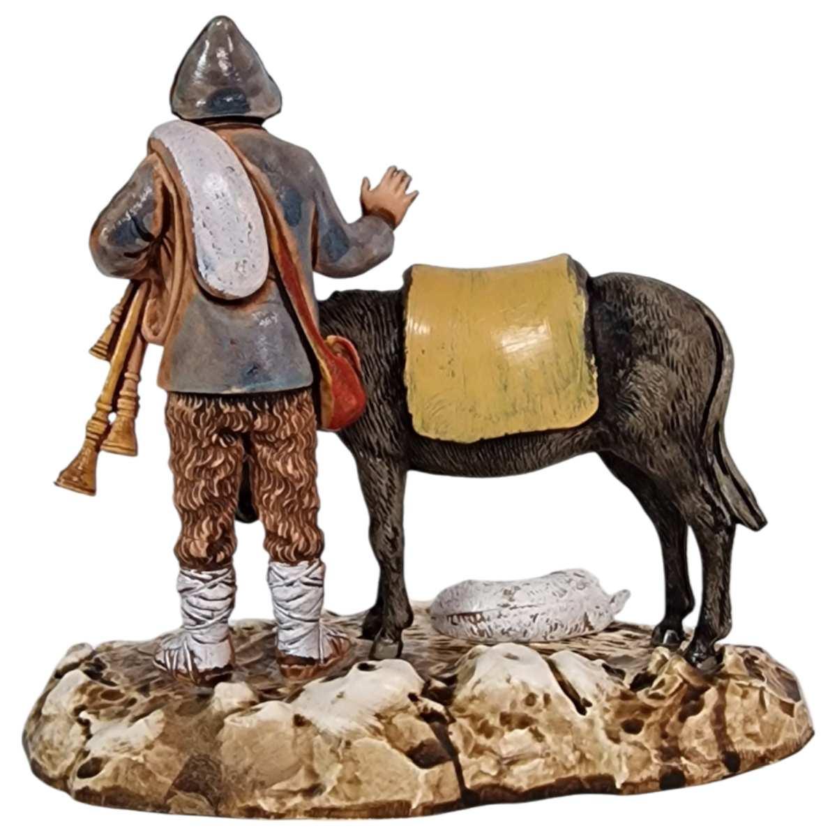 Statua cm.10 Zampognaro con Asino e Cane | Moranduzzo