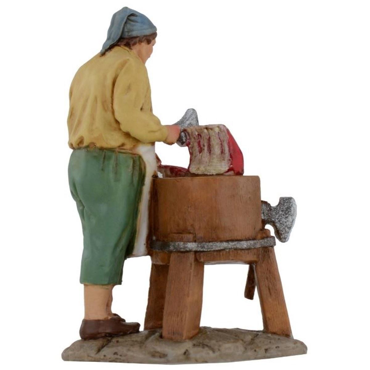 Statua cm.10 Macellaio al Banco con Carne | Moranduzzo