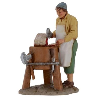 Statua cm.10 Macellaio al Banco con Carne | Moranduzzo