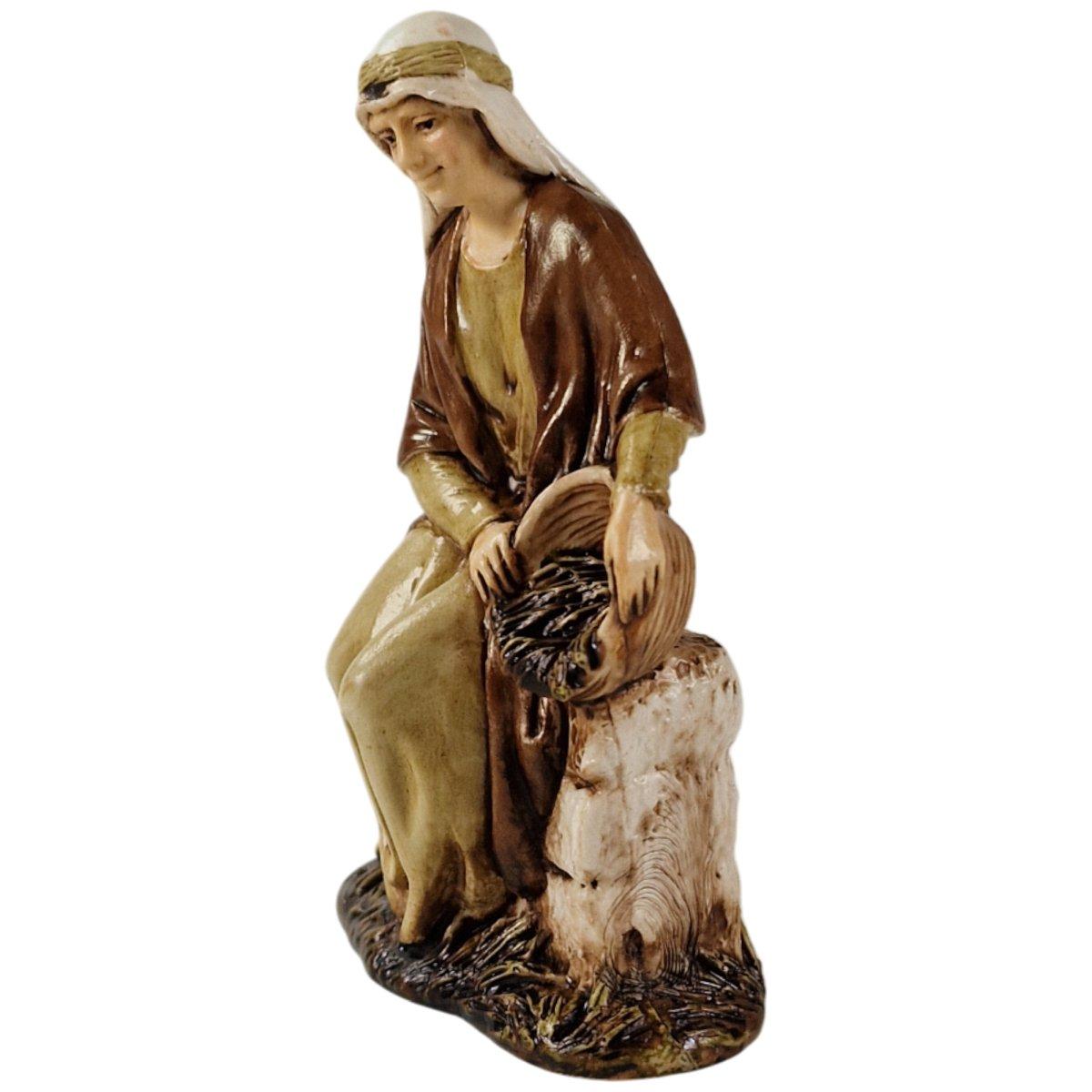 Statua cm.10 Donna Seduta con Ciotola | Moranduzzo