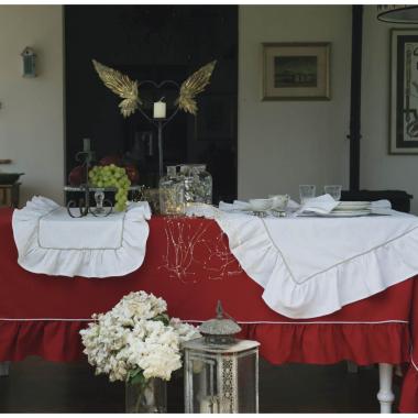 Tovaglia Natalizia cm.160x280 Cotone Fantasia Xmas Glitter 3 Colori -00003 Rosso |Atelier17