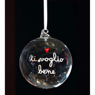 Pallina Natale Vetro cm.ÃƒÂ˜12 con Scritta Ti Voglio Bene |_449