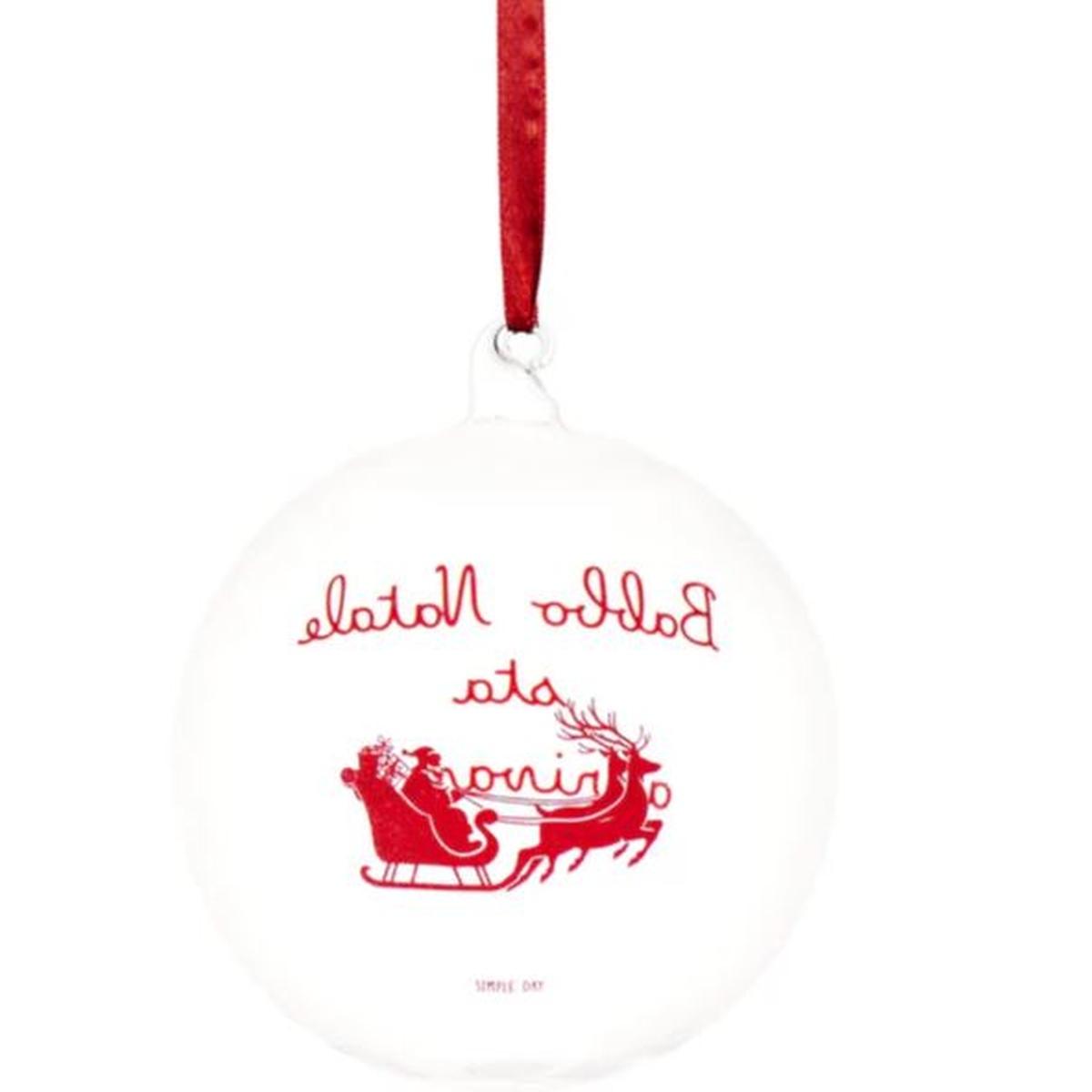 Pallina Natale Vetro cm.ÃƒÂ˜15 con Scritta Babbo sta Arrivando |Simple