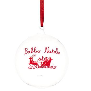 Pallina Natale Vetro cm.ÃƒÂ˜15 con Scritta Babbo sta Arrivando |Simple