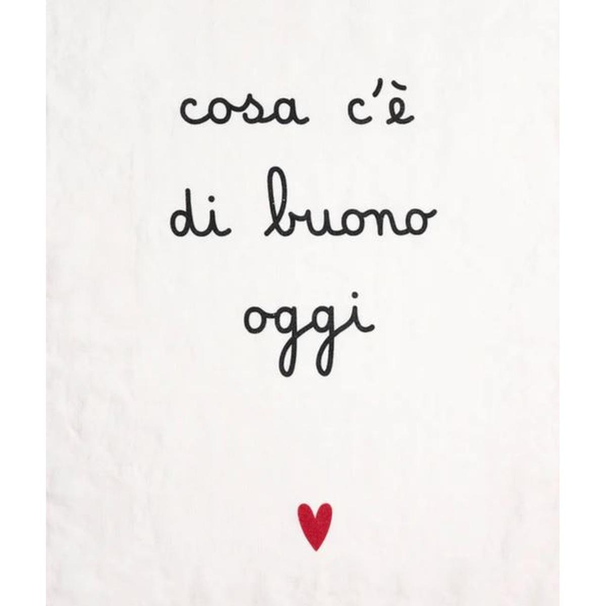 Strofinaccio Lino con Scritta Cosa c'ÃƒÂ¨ di Buono Oggi cm.50x70 | Simple