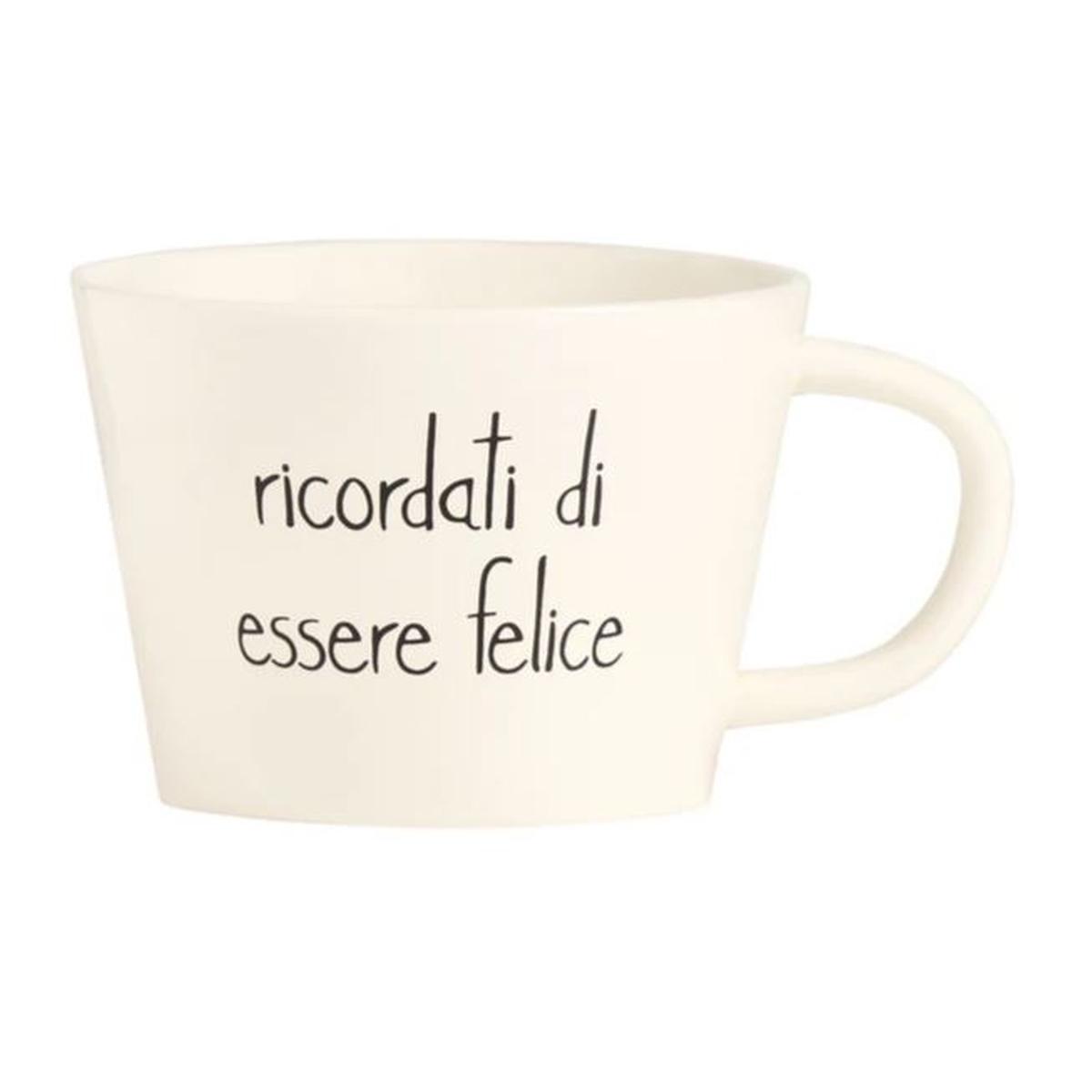 Tazza Natalizia Colazione Ceramica Simple Day Ricordati di Essere Felice pz.2 |Simple