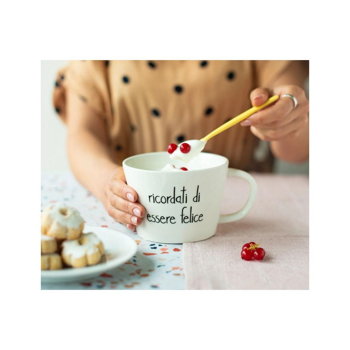 Tazza Natalizia Colazione Ceramica Simple Day Ricordati di Essere Felice pz.2 |Simple