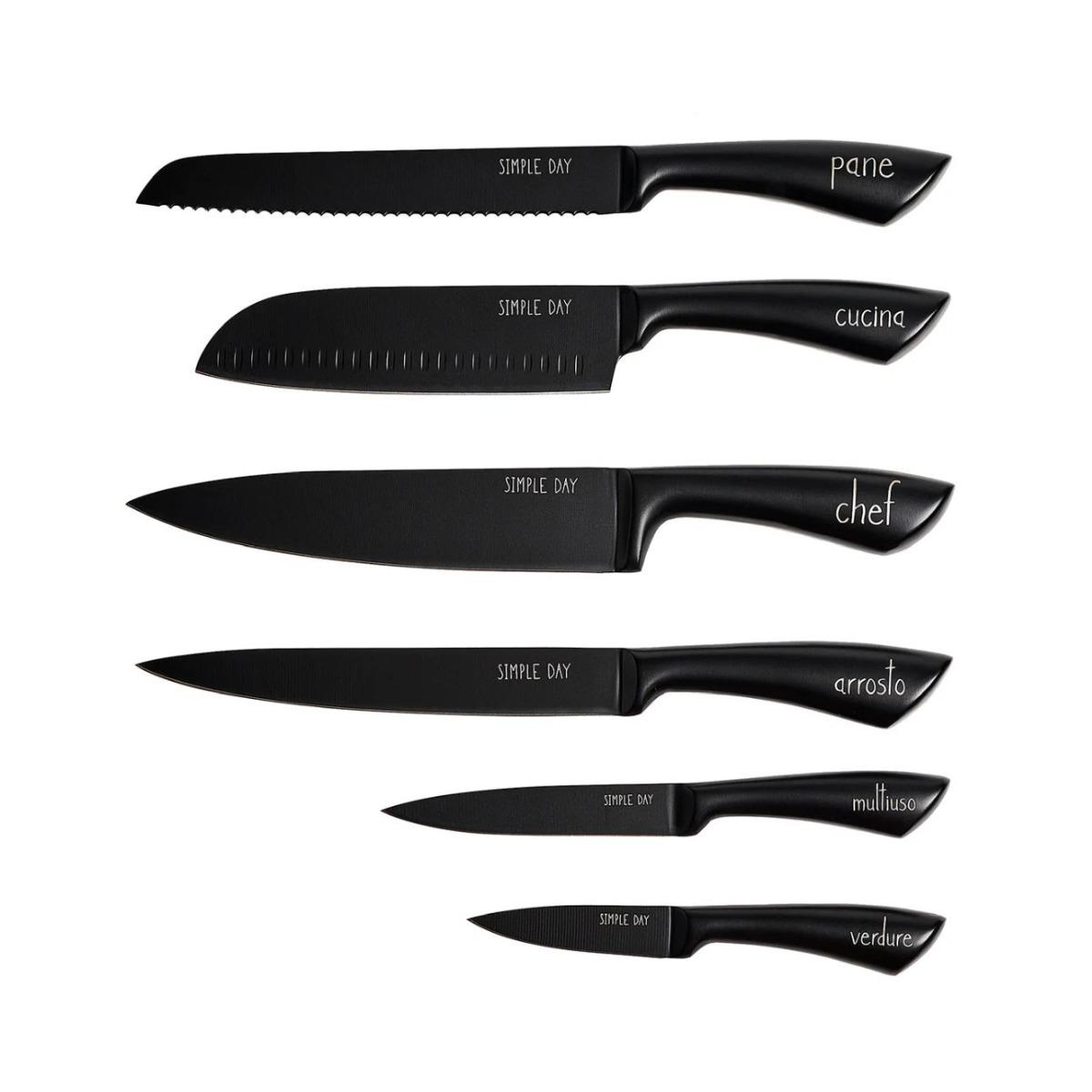 Coltelli Simply Day Inox Nero Set pz.6 | Simple