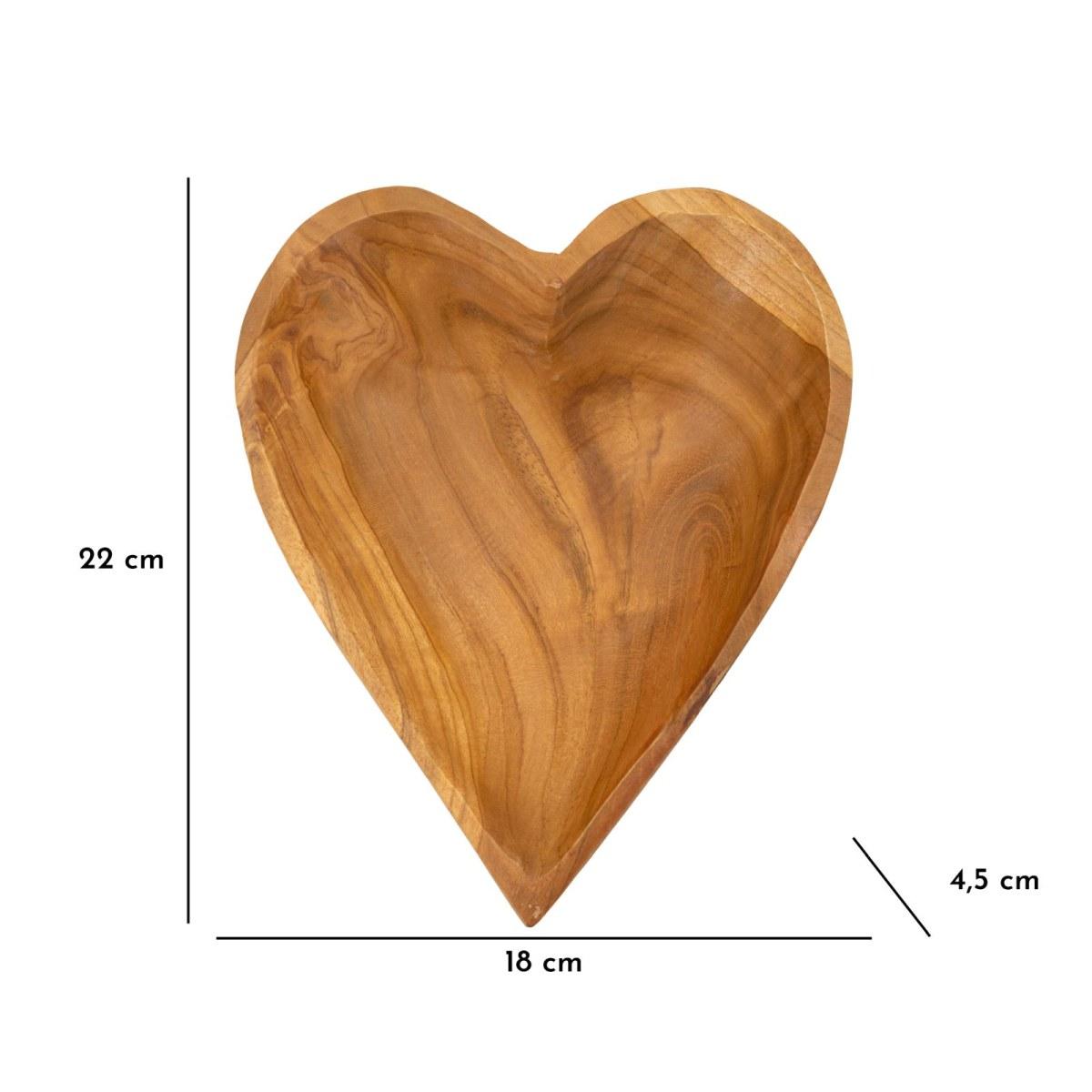 Svuota Tasche Kiha Cuore Teak Massello cm.18x22x4,5 | Mauro Ferretti