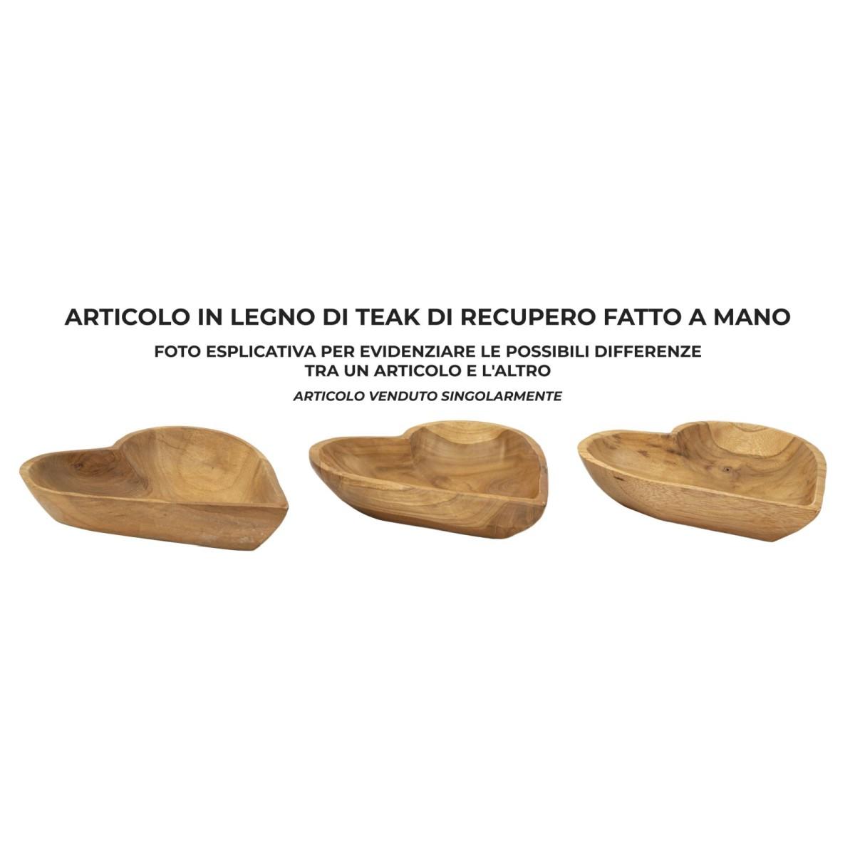Svuota Tasche Kiha Cuore Teak Massello cm.18x22x4,5 | Mauro Ferretti