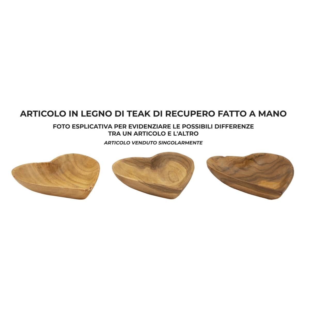 Svuota Tasche Kiha Cuore Teak Massello cm.15x17x3,5 | Mauro Ferretti