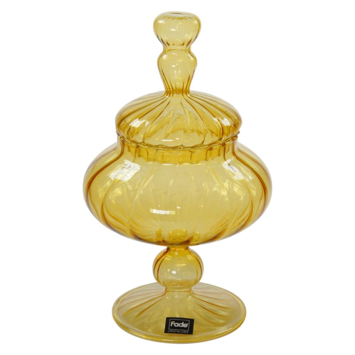 Vaso Vetro Porta Dolci con Coperchio Ambra cm.25 | Fade