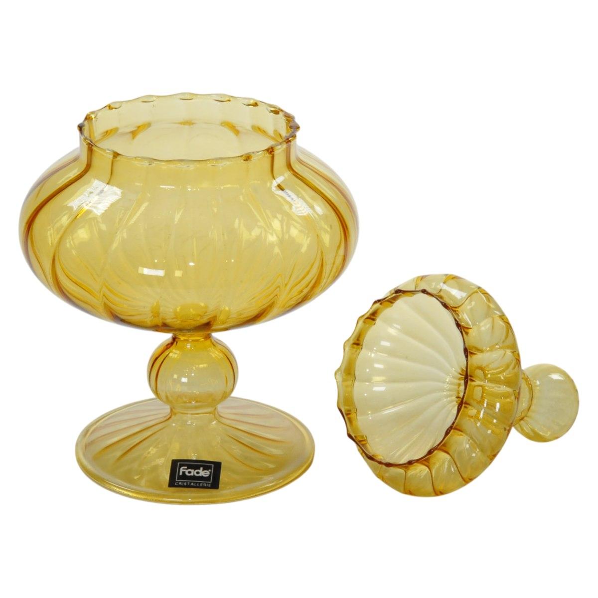 Vaso Vetro Porta Dolci con Coperchio Ambra cm.25 | Fade