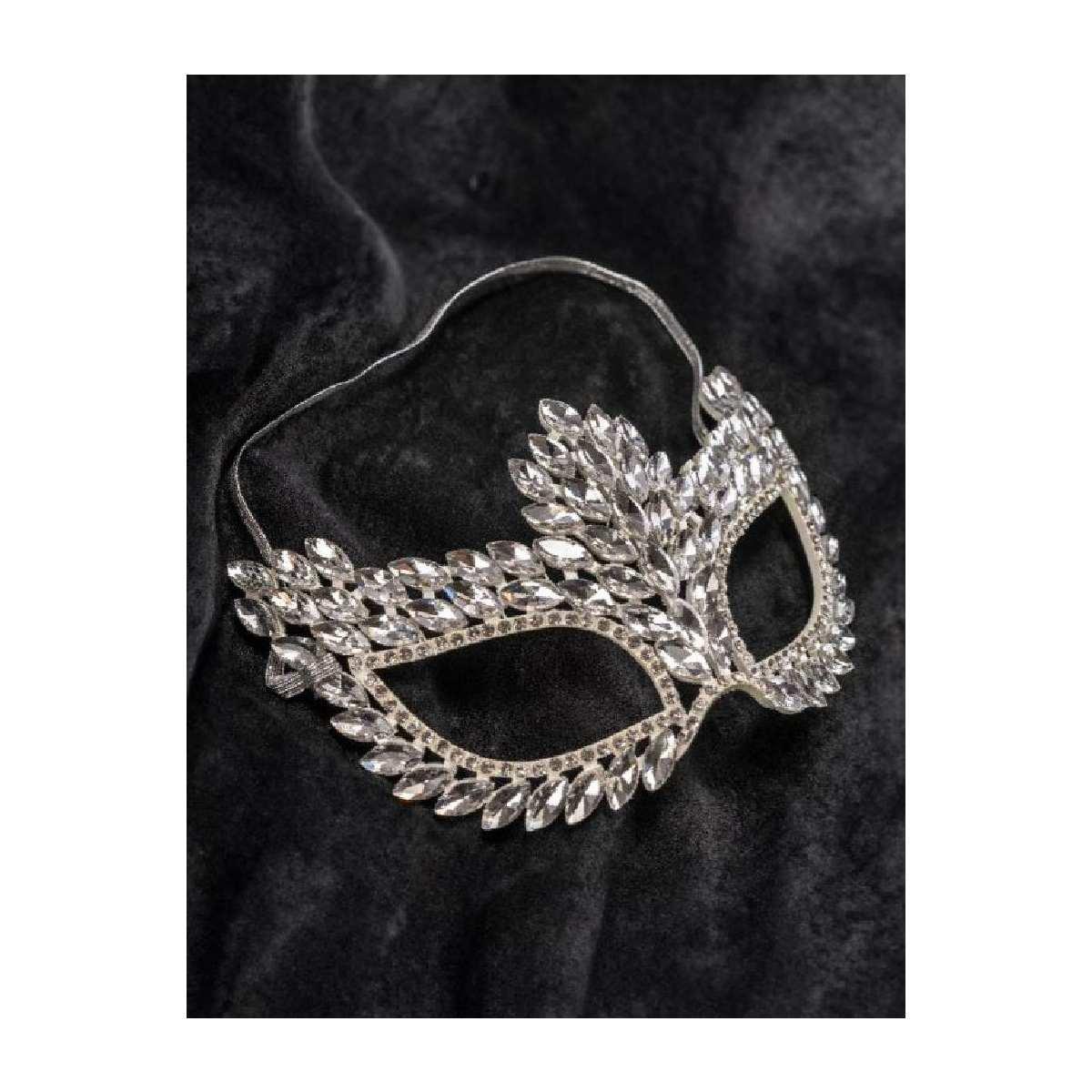 Maschera Viso PVC Argento con Gemme e Strass |Carnival Toys