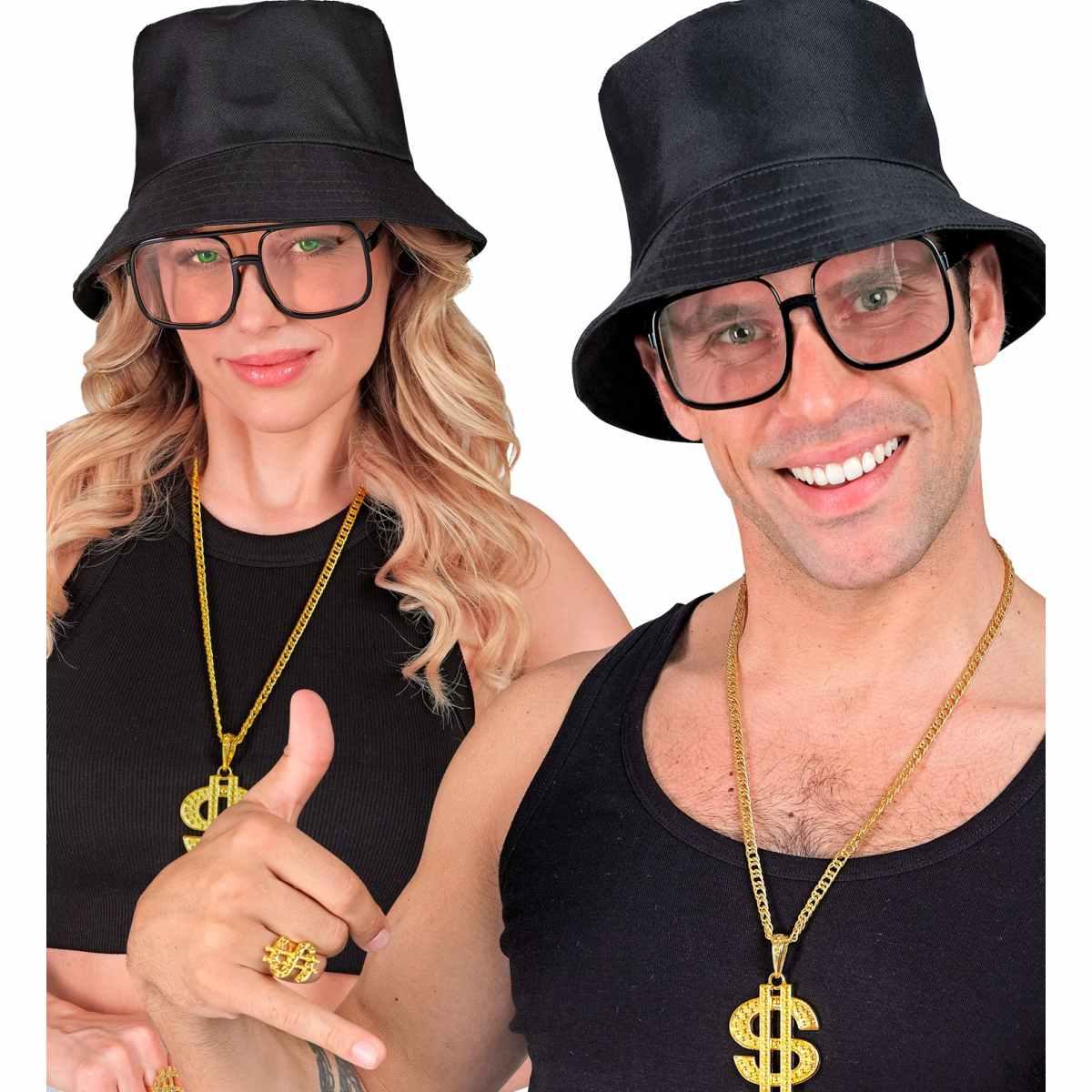 Occhiali Neri Hip Hop con Lenti |Widmann