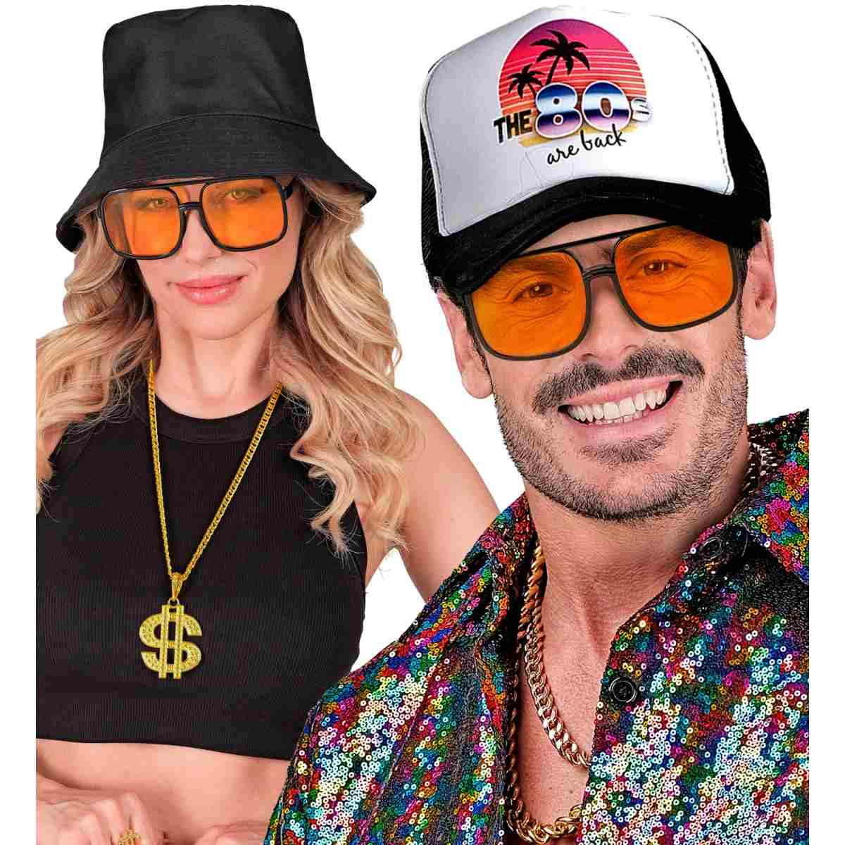 Occhiali Neri Hip Hop con Lenti Arancioni |Widmann