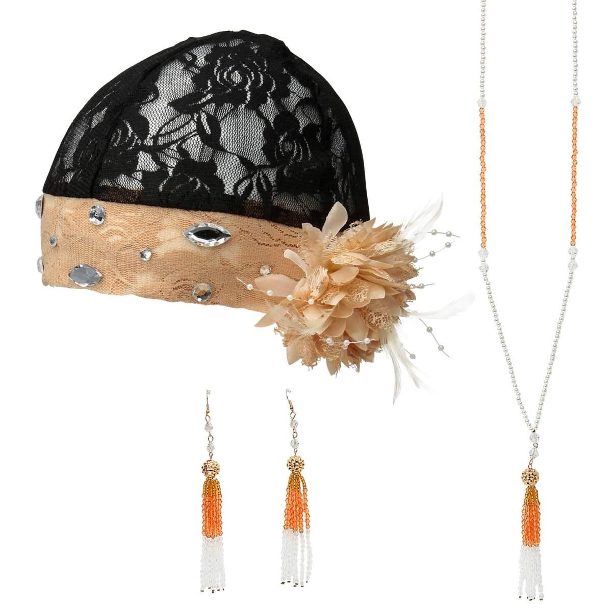Charleston con Copricapo Collana Orecchini Set pz.3 |Widmann