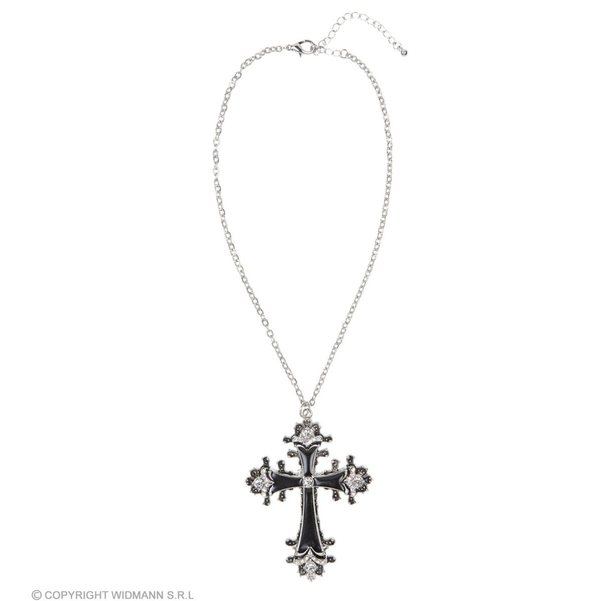 Collana Metallo con Croce Nera e Strass |Widmann