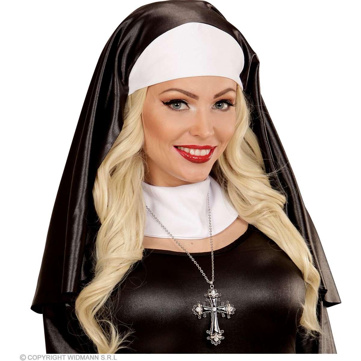 Collana Metallo con Croce Nera e Strass |Widmann