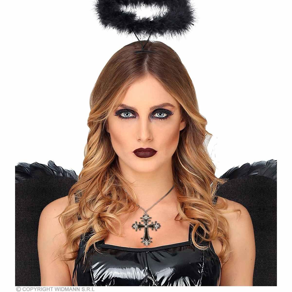 Collana Metallo con Croce Nera e Strass |Widmann