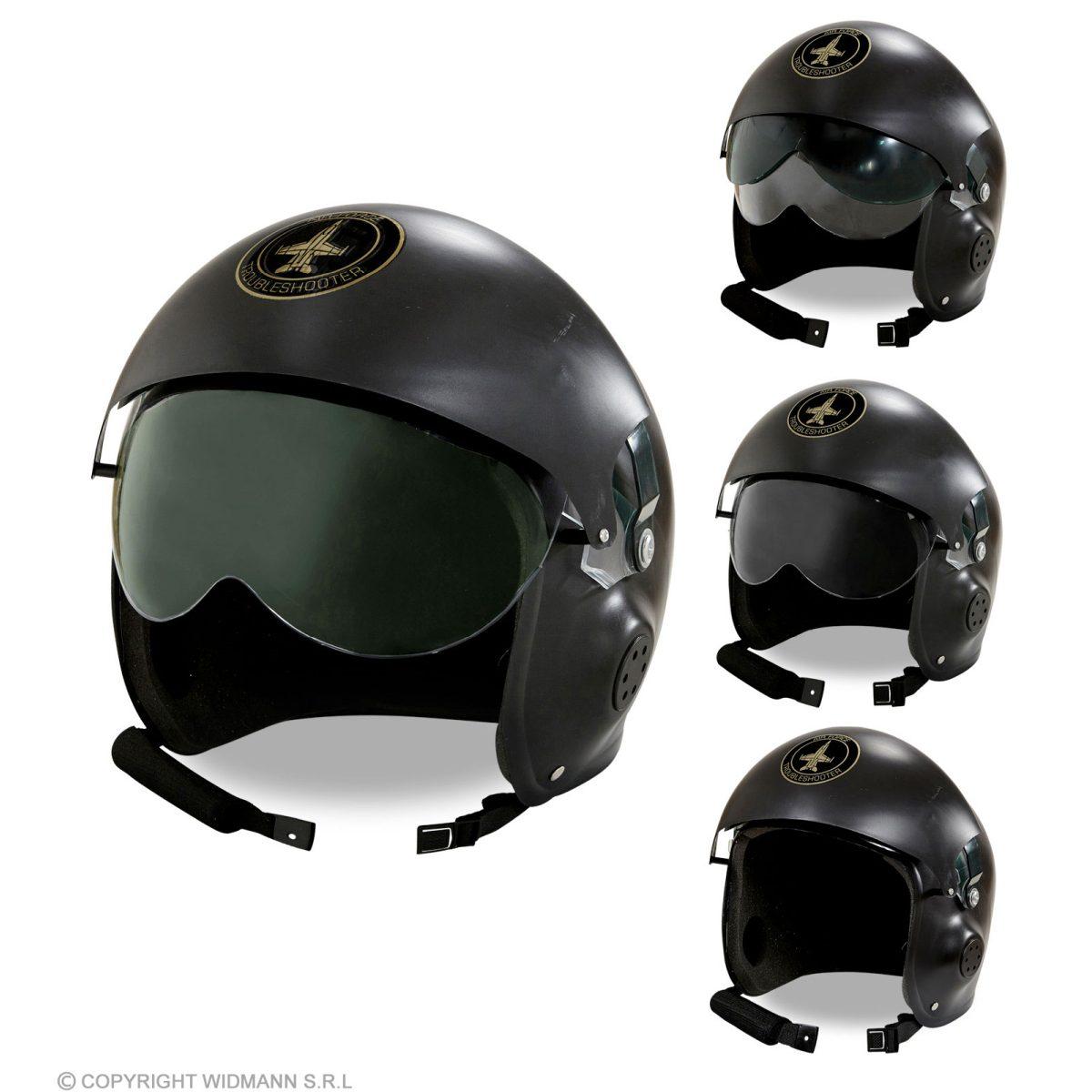 Casco Pilota Jet Combattimento PVC Nero |Widmann