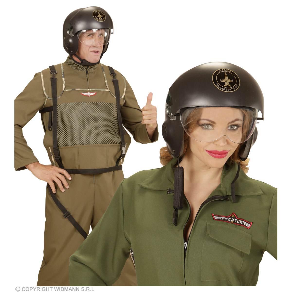 Casco Pilota Jet Combattimento PVC Nero |Widmann