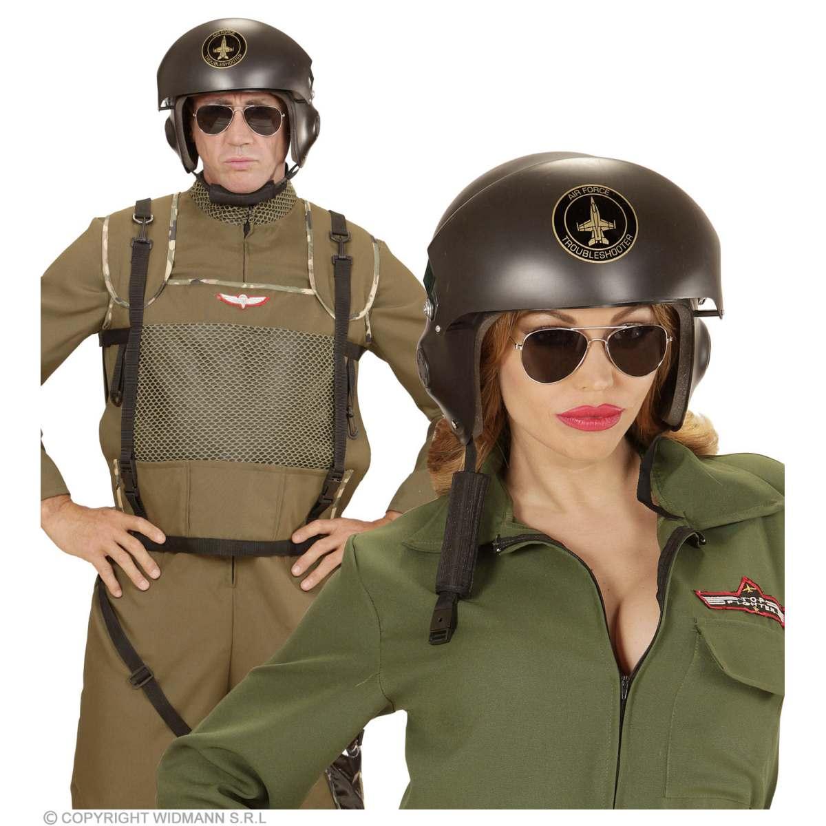 Casco Pilota Jet Combattimento PVC Nero |Widmann