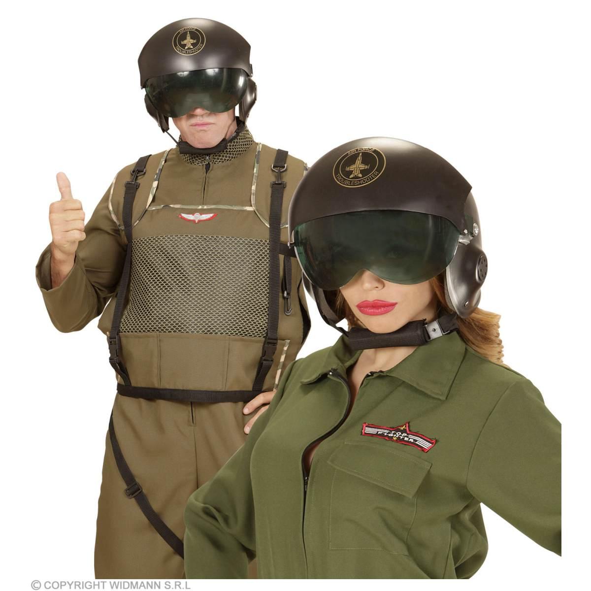 Casco Pilota Jet Combattimento PVC Nero |Widmann