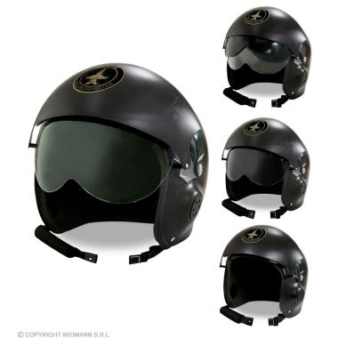 Casco Pilota Jet Combattimento PVC Nero |Widmann
