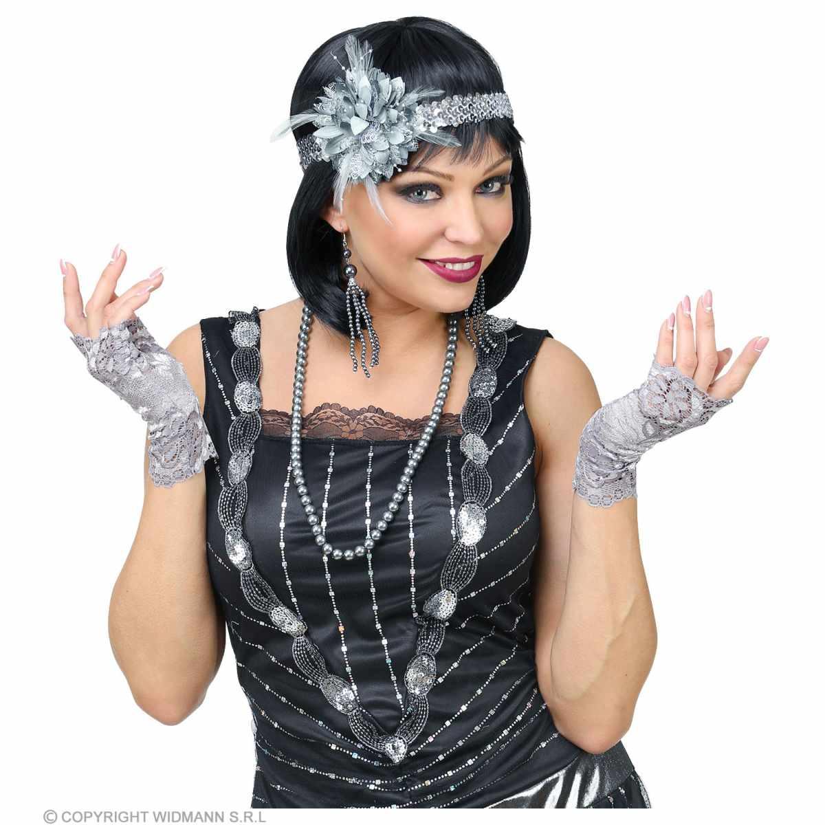 Charleston con Fascia Collana Orecchini Guanti Set pz.4 |Widmann