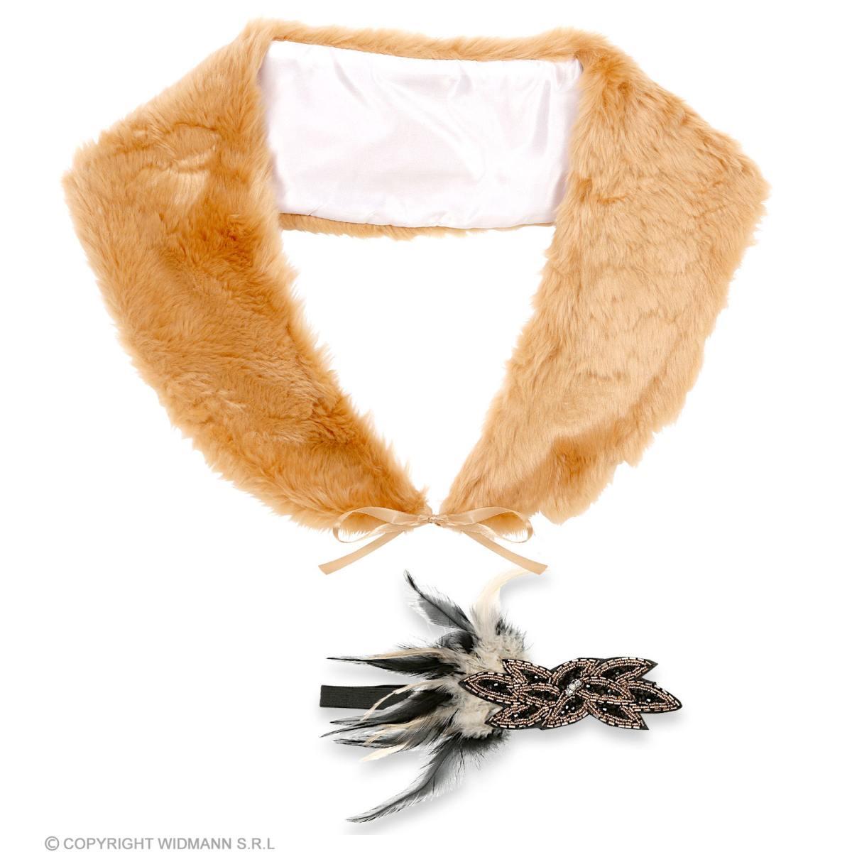 Charleston con Stola Beige e Copricapo con Piume |Widmann