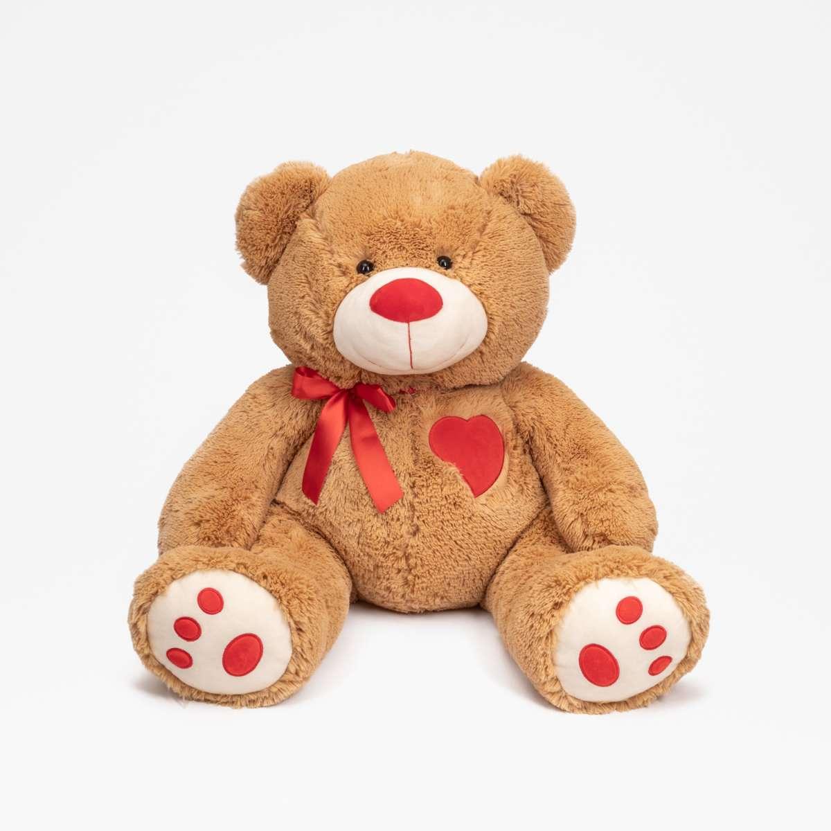 Orso Peluche cm.50 Marrone con Fiocco e Cuore Rosso |Silani