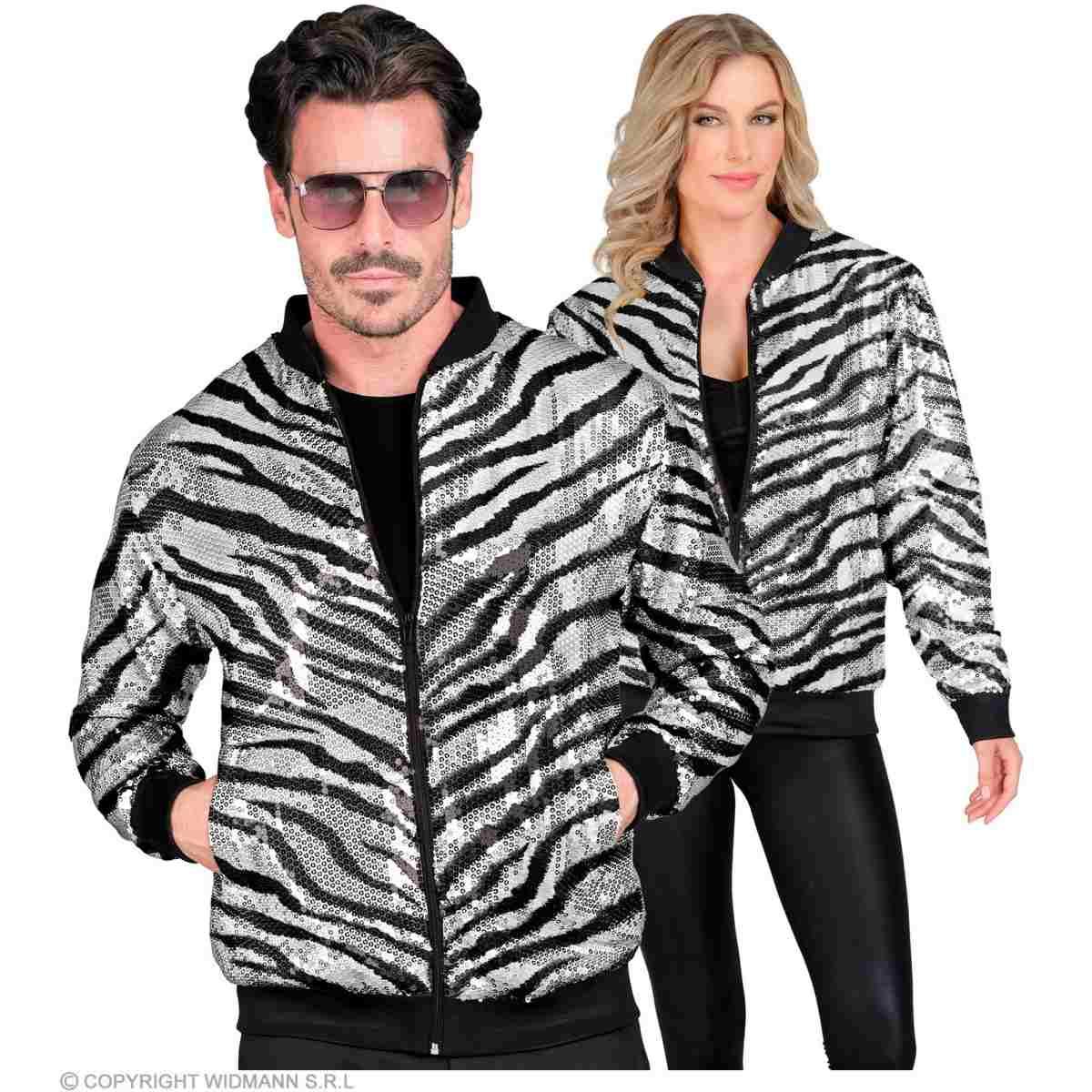 Giubbino Bomber Party Disco Zebrato Animalier |Widmann
