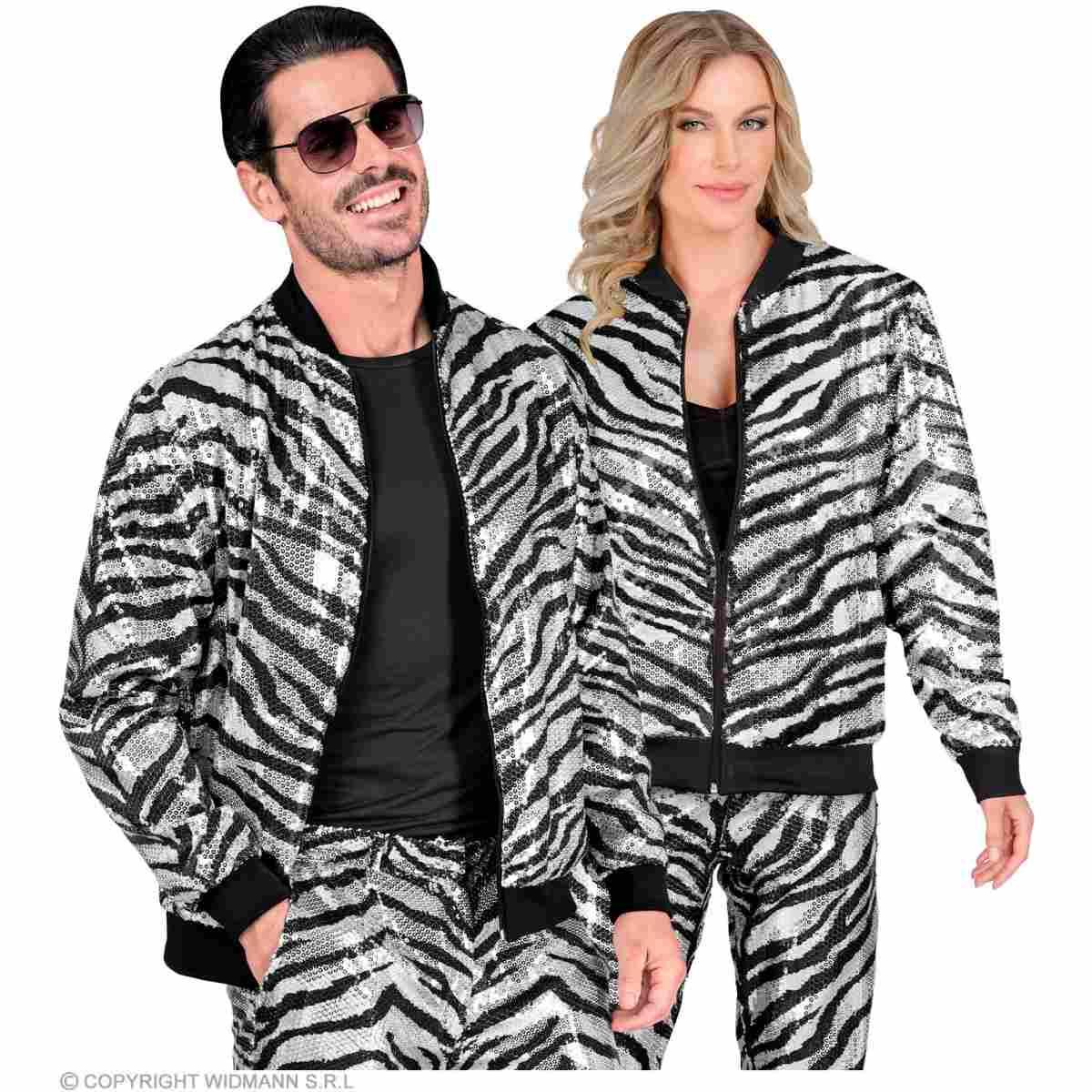 Giubbino Bomber Party Disco Zebrato Animalier |Widmann