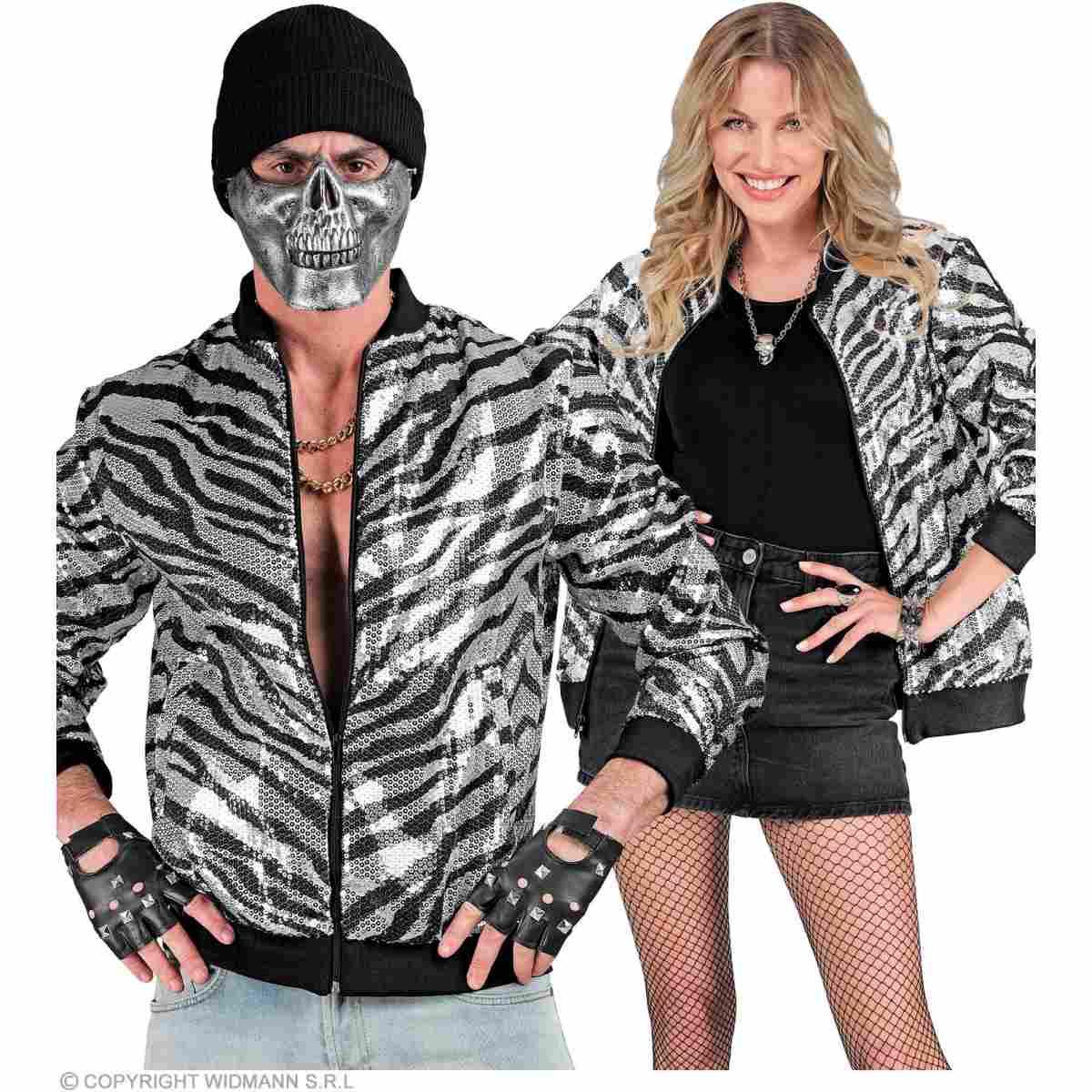 Giubbino Bomber Party Disco Zebrato Animalier |Widmann