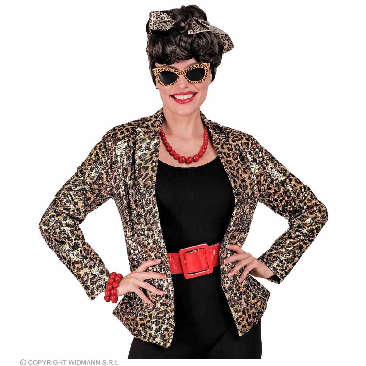 Giacca Party Disco Animalier Leopardata Paillettes |Widmann