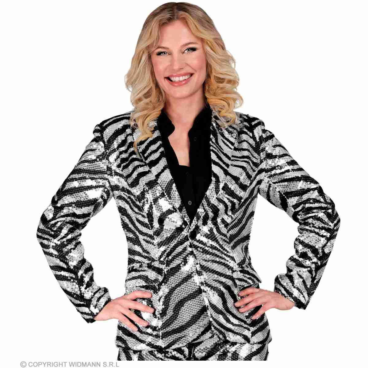 Giacca Party Disco Animalier Zebrata Paillettes |Widmann