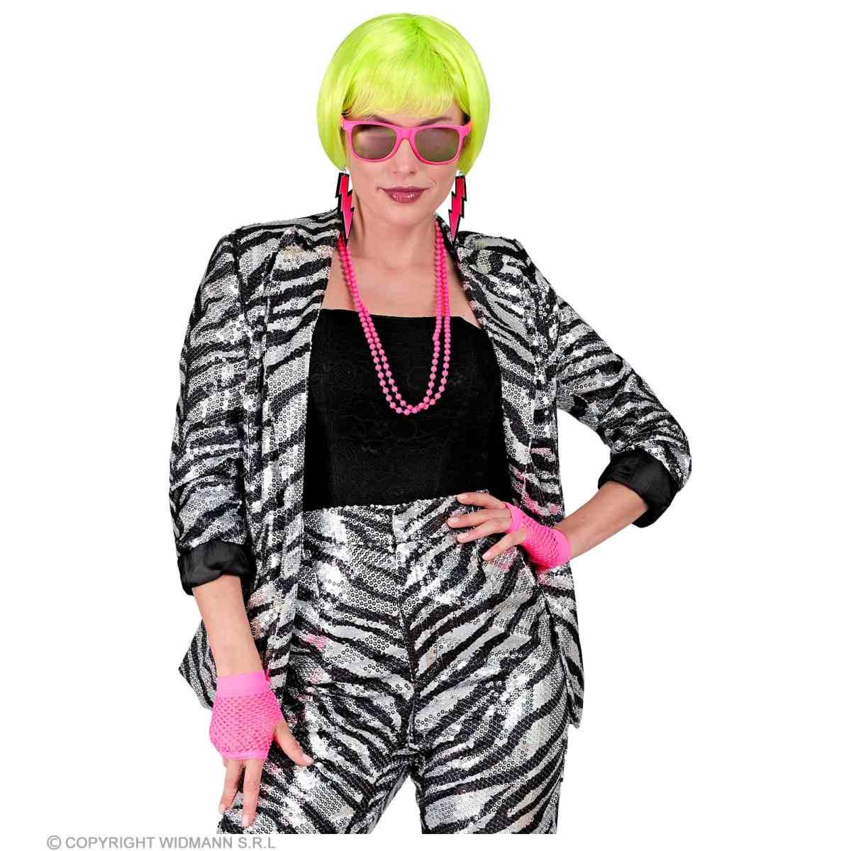 Giacca Party Disco Animalier Zebrata Paillettes |Widmann