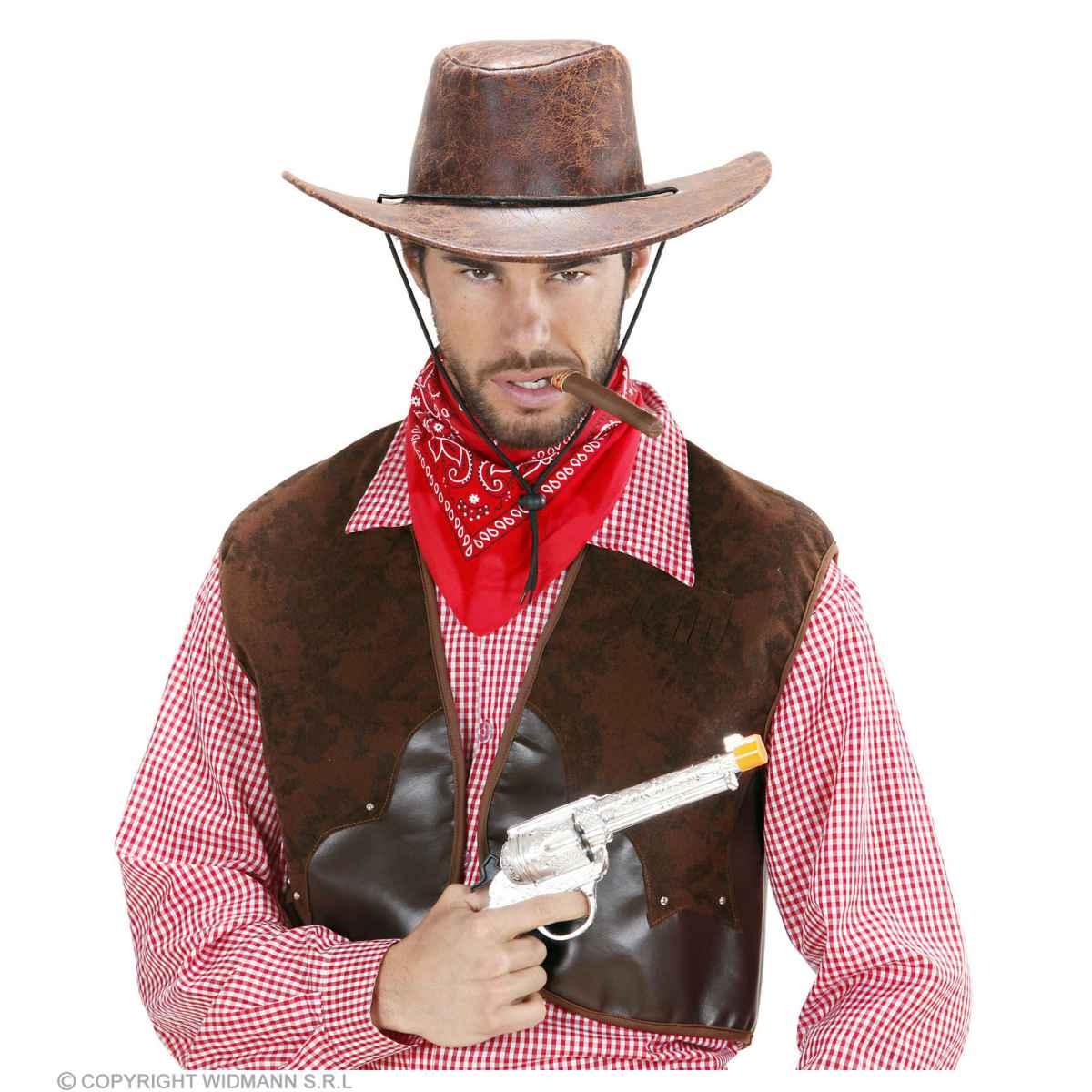 Cappello Cowboy Lusso Similpelle Marrone |Widmann