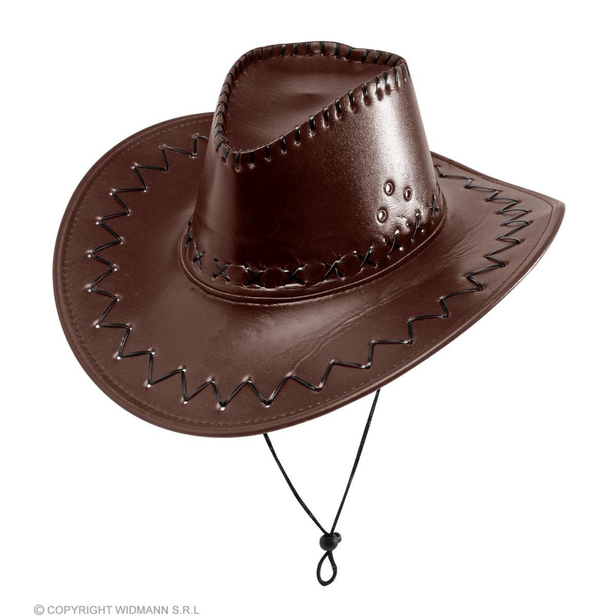 Cappello Cowboy Similpelle Marrone con Cuciture |Widmann