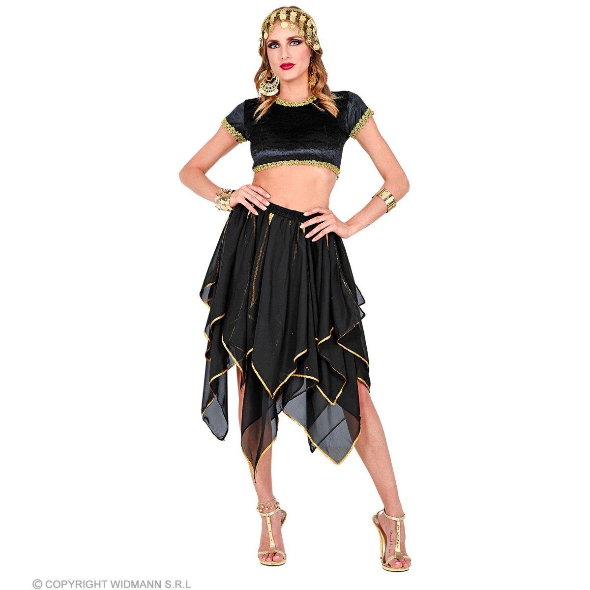 Gonna Chiffon Nera con Decorazioni Oro |Widmann