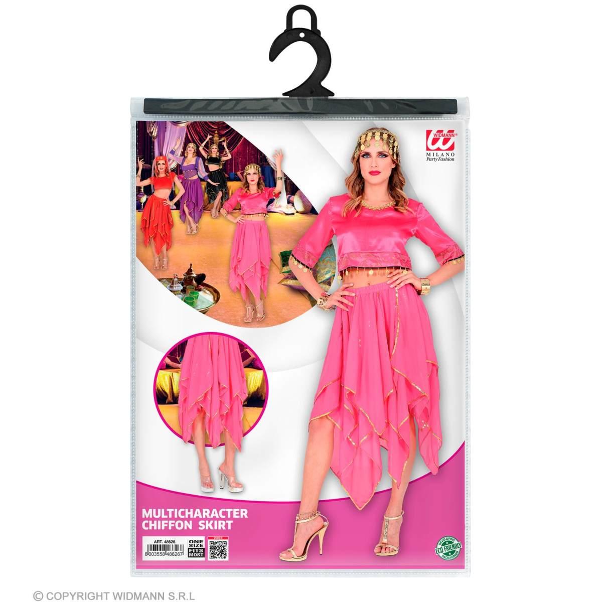 Gonna Chiffon Rosa con Decorazioni Oro |Widmann