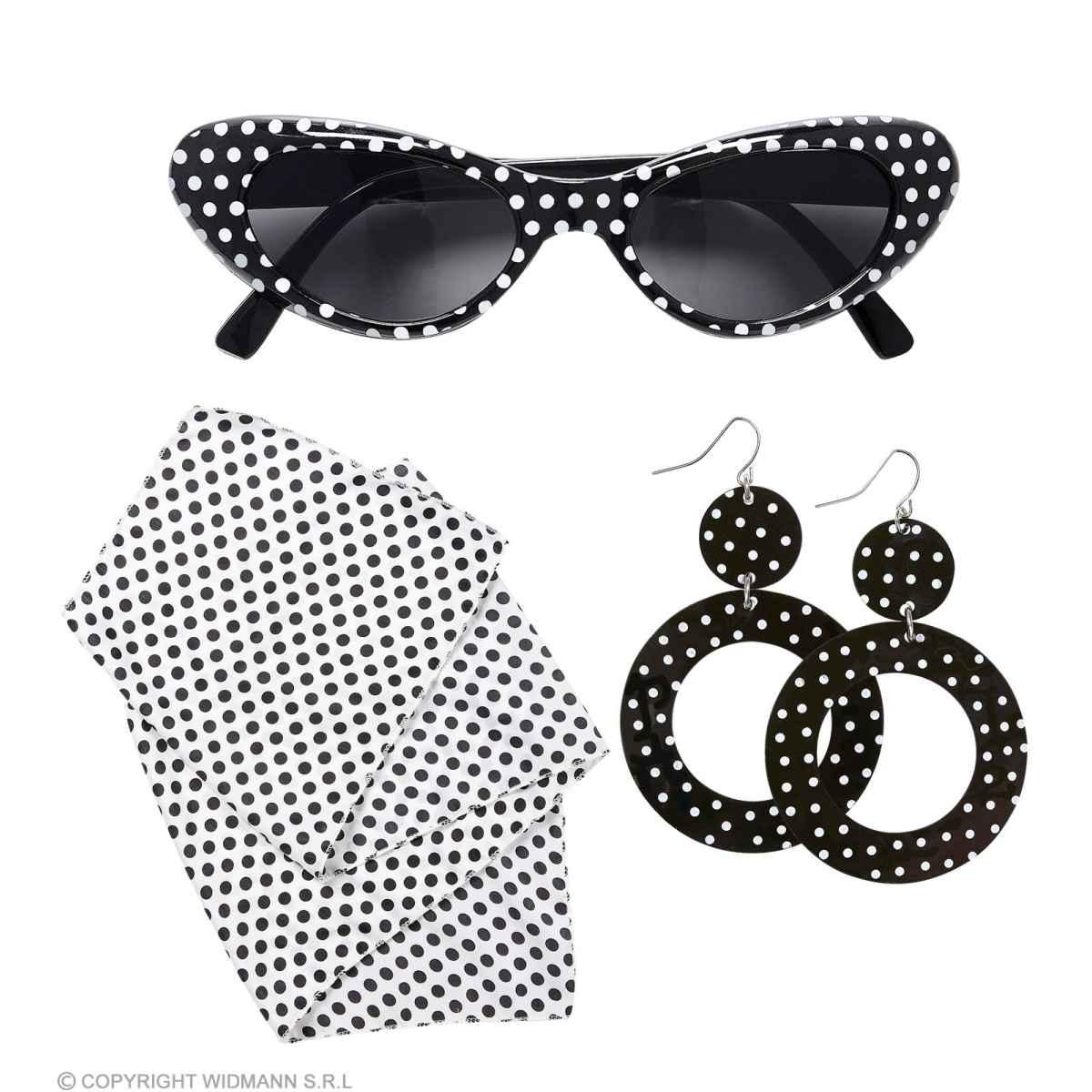 Anni '50 Occhiali Foulard e Orecchini |Widmann