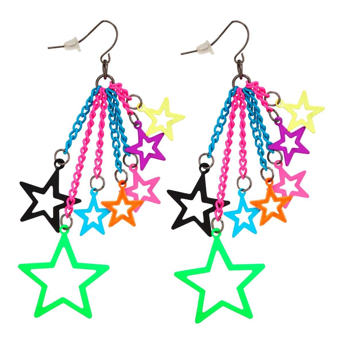 Orecchini Stelle Color Anni '80 |Widmann